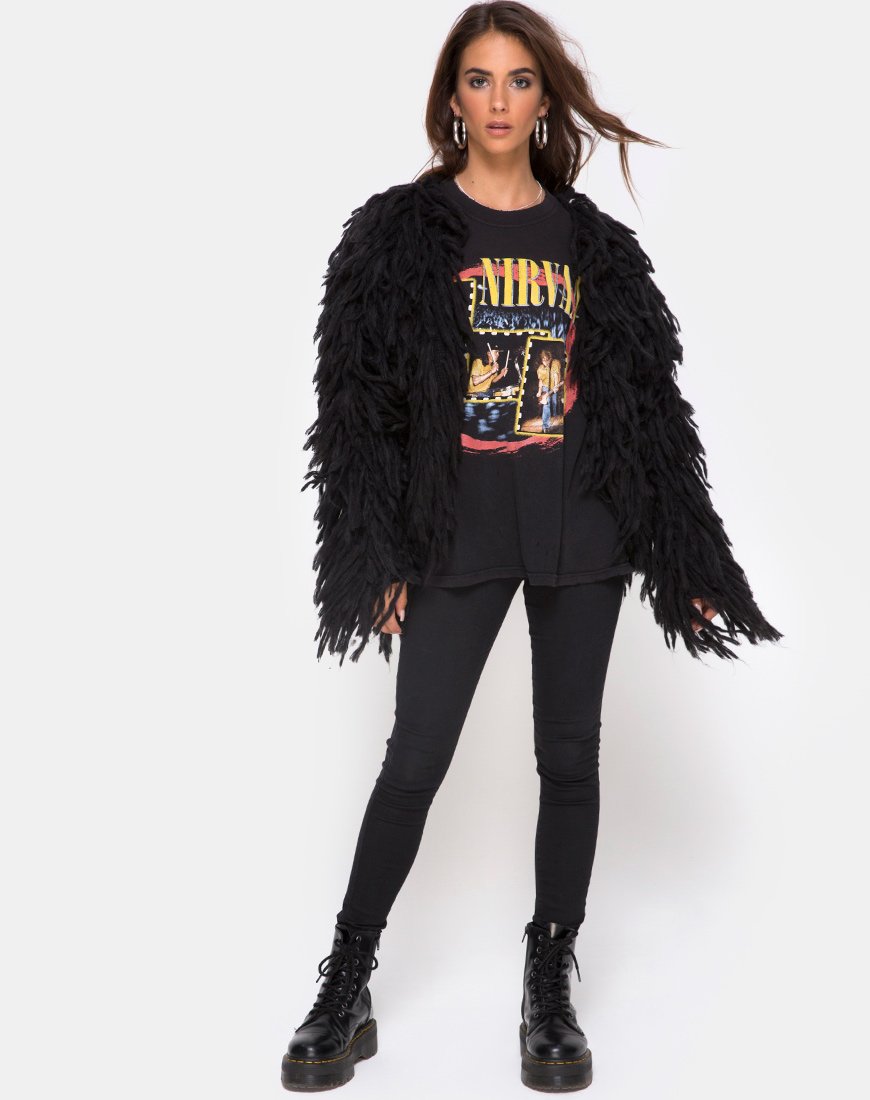 Image of Zotteliger Strickcardi aus Moheir Schwarz