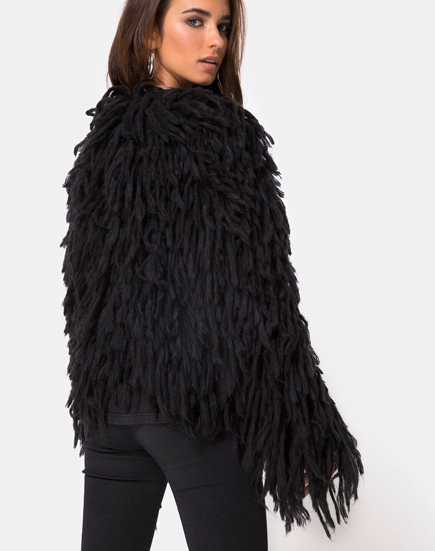 Zottelstrick Cardi aus Moheir Schwarz