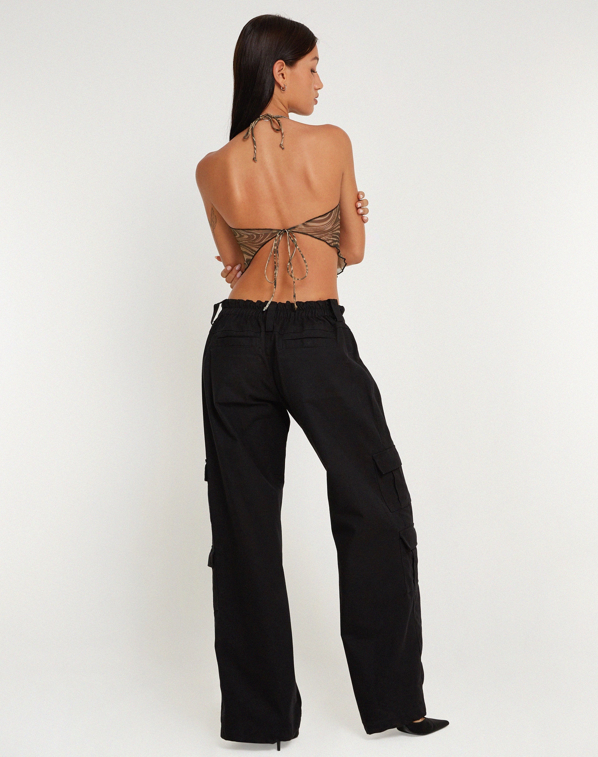 Bild von Shaman Halterneck Butterfly Top in Cheetah Brown