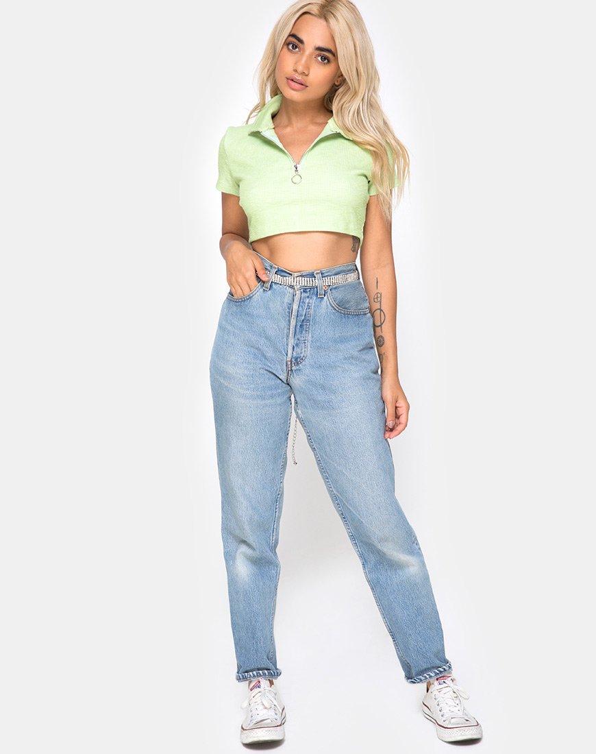 Bild von Shen Crop Top in Rippe Pastell Limette