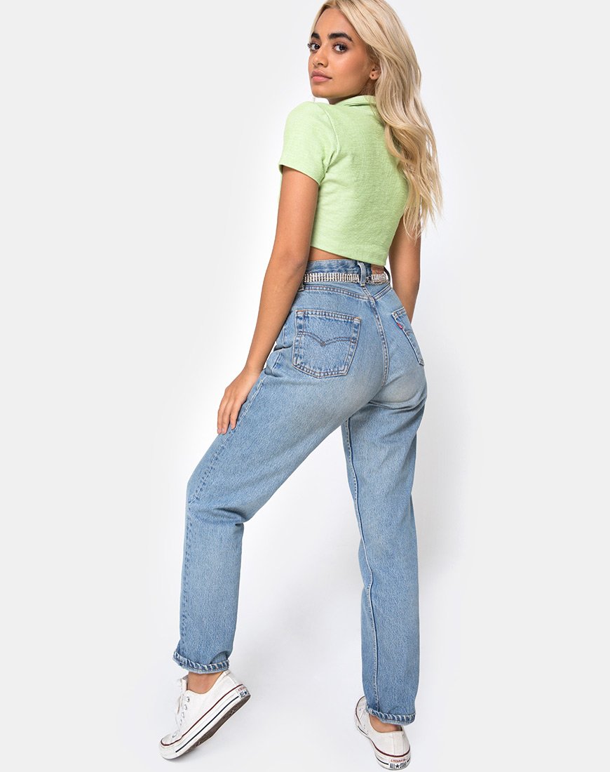 Bild von Shen Crop Top in Rippe Pastell Limette