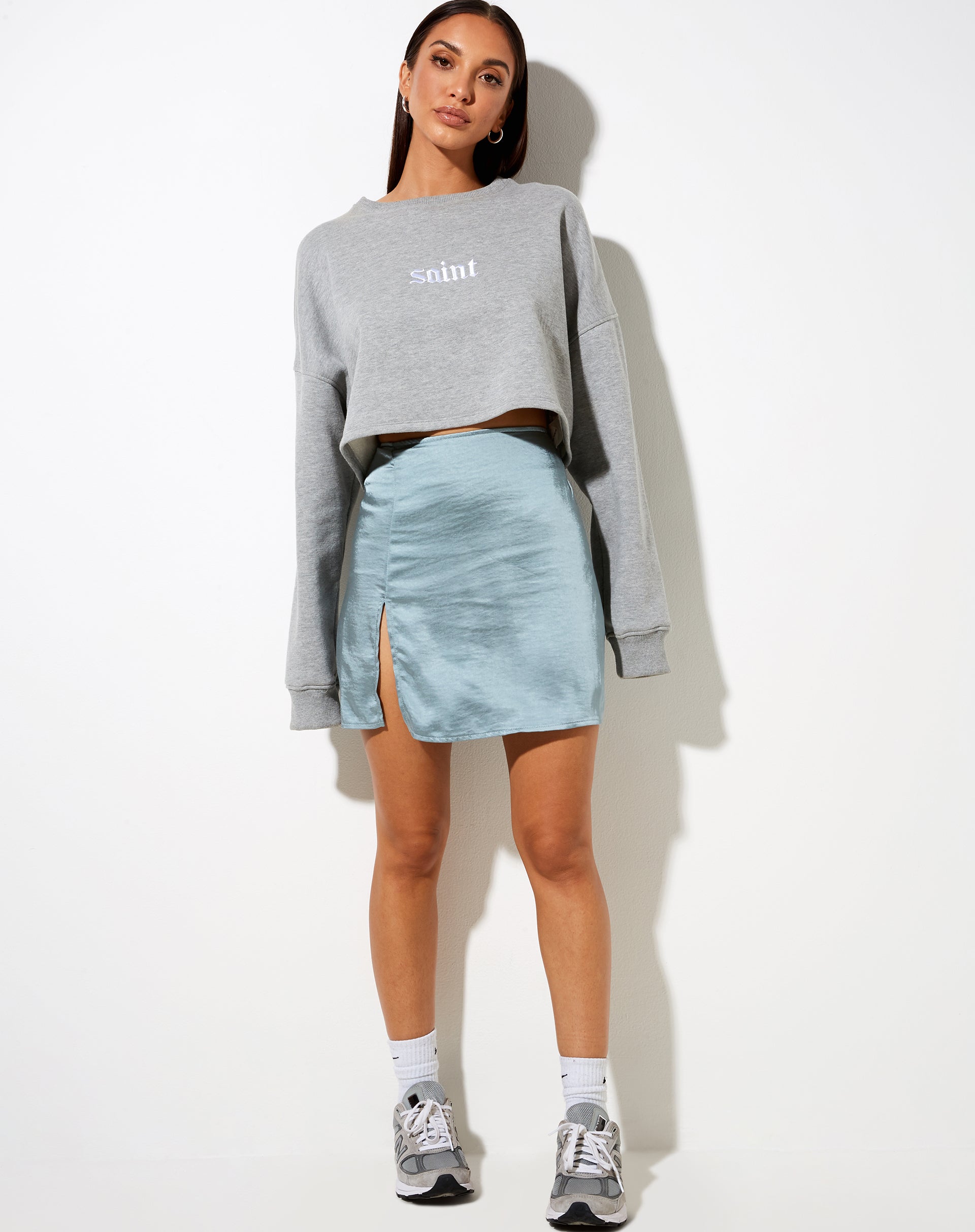 Bild von SHENKA SKIRT SATIN SILBER BLAU#41