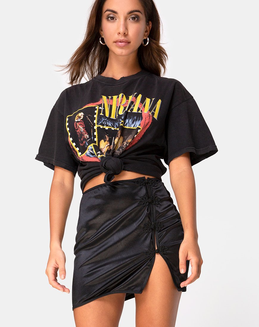 Shena Minirock aus Satin Schwarz