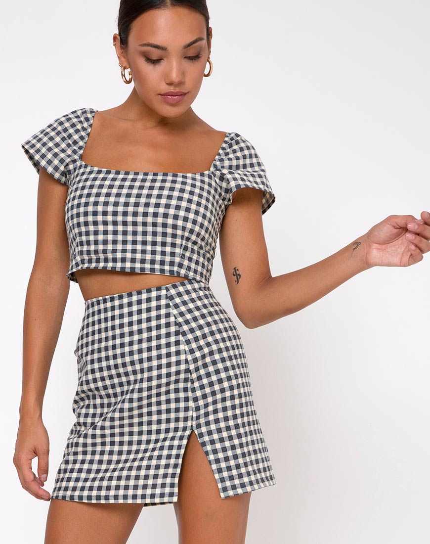 Bild von Sheny Minirock in Gingham Creme