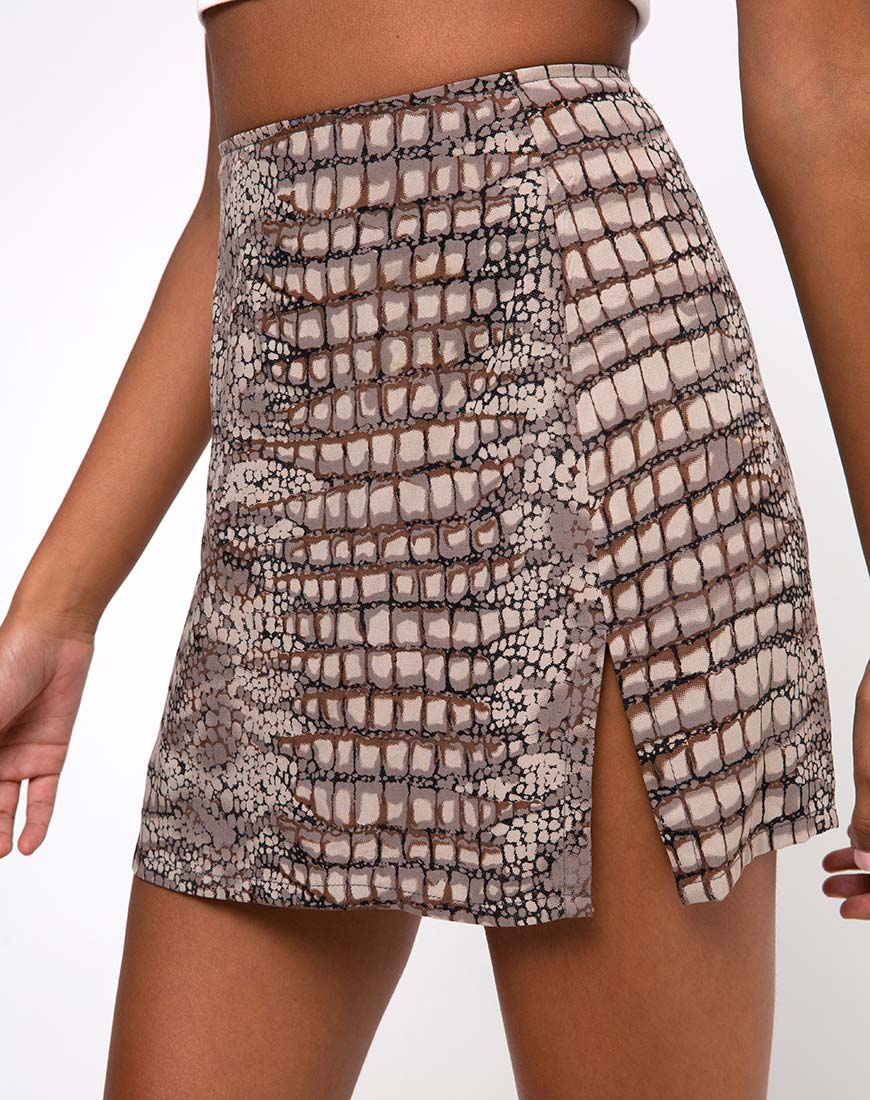 Bild von Sheny Minirock in Croc Neutral Grau