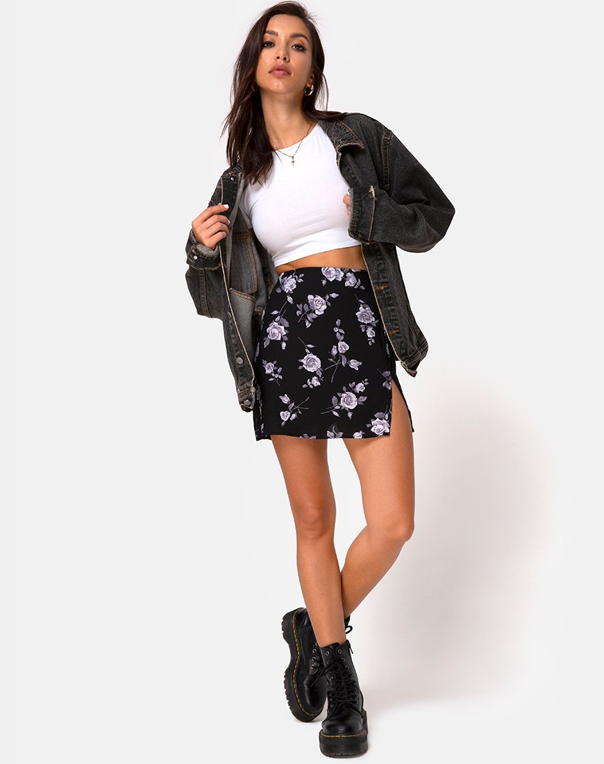 Bild von Sheny Minirock in Weiß Rose Schwarz