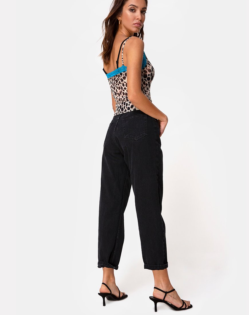 Bild von Sheyla Top aus Mesh Cheetah mit blauer Spitze
