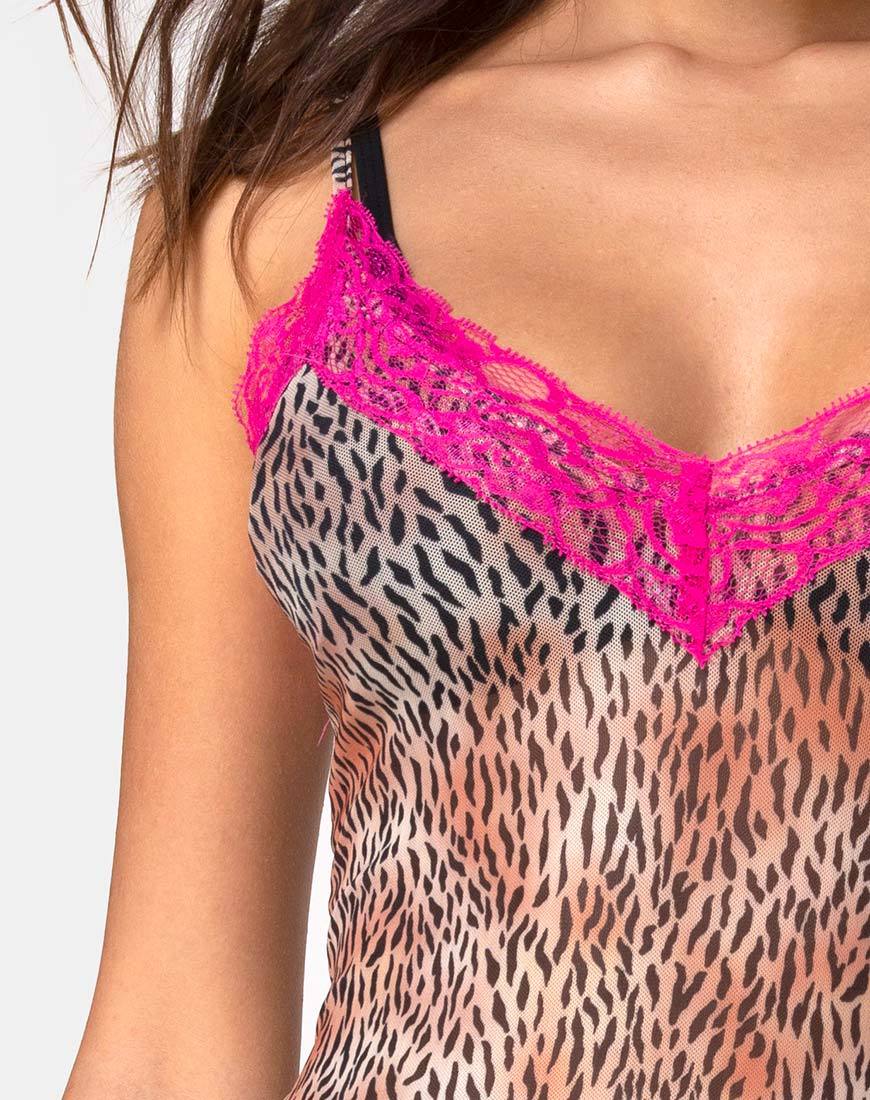 Bild von Sheys Kleid Mini Tiger Mesh mit violetter Spitze