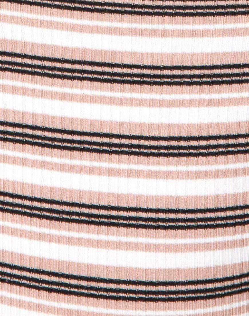 Bild von Shidi Ausgeschnittenes Mieder in Rippenstreifen Creme Schwarz und Tan