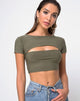 Bild von Shim Cutout Crop Top in Khaki