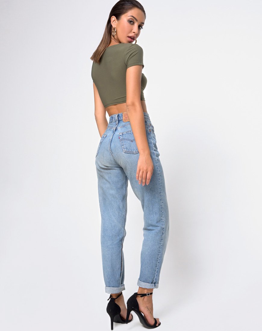 Bild von Shim Cutout Crop Top in Khaki