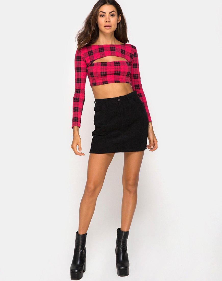 Bild von Shimla Crop Top in Winter Plaid Rot / Schwarz