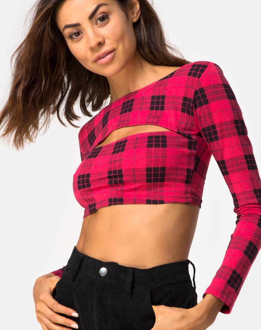 Bild von Shimla Crop Top in Winter Plaid Rot / Schwarz