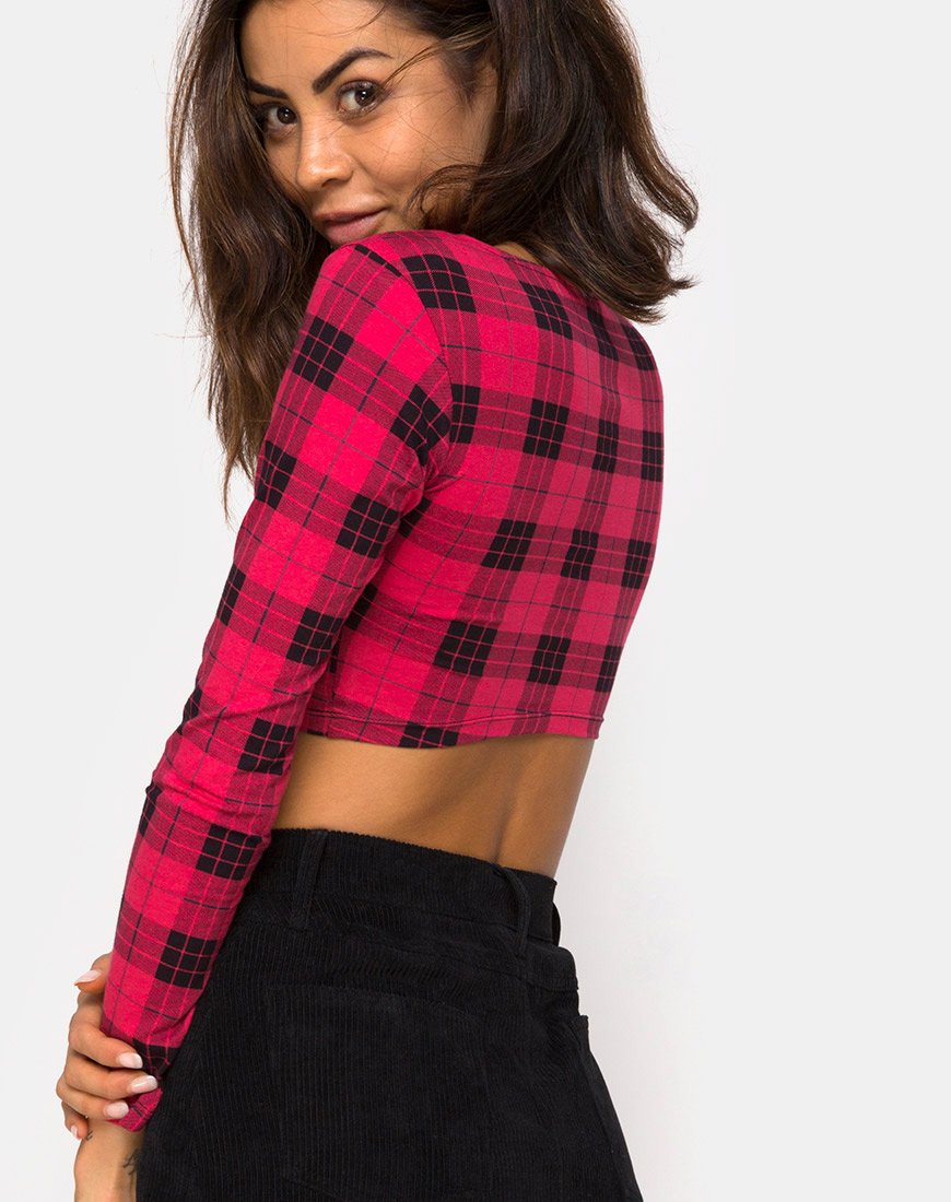 Bild von Shimla Crop Top in Winter Plaid Rot / Schwarz