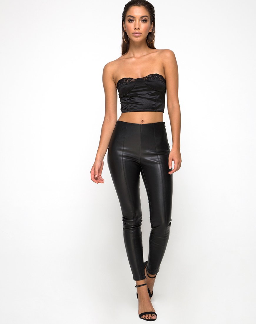 Image of Shisui Bralet aus schwarzem Satin mit Spitze