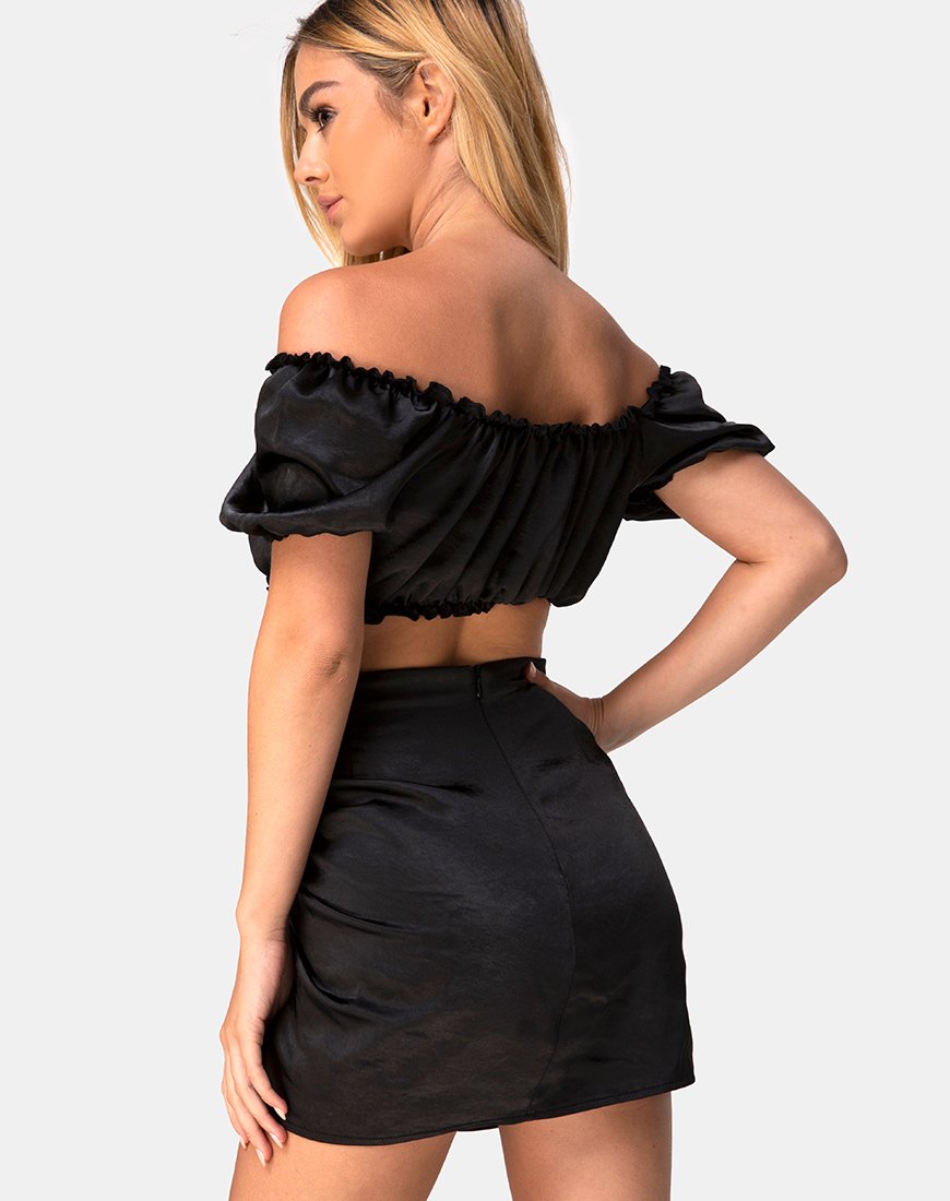 Shoti Minirock aus Satin Schwarz