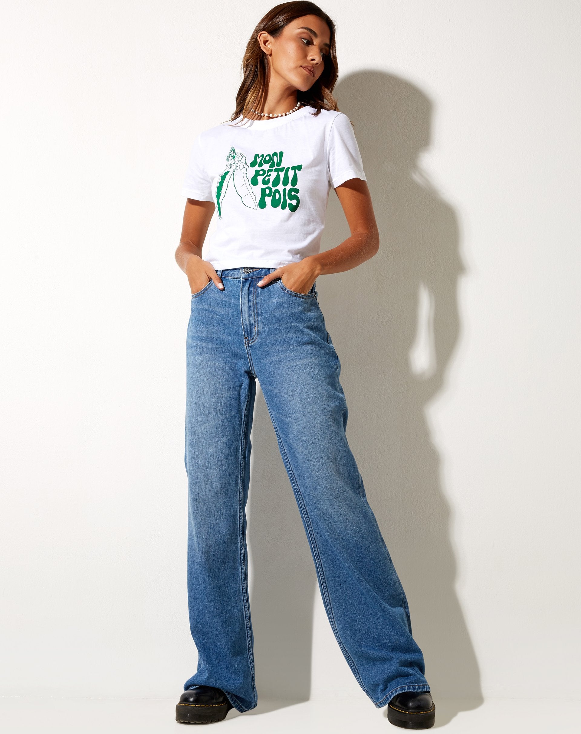 Bild von Shrunk Tee in Weiß Mon Petit Pois