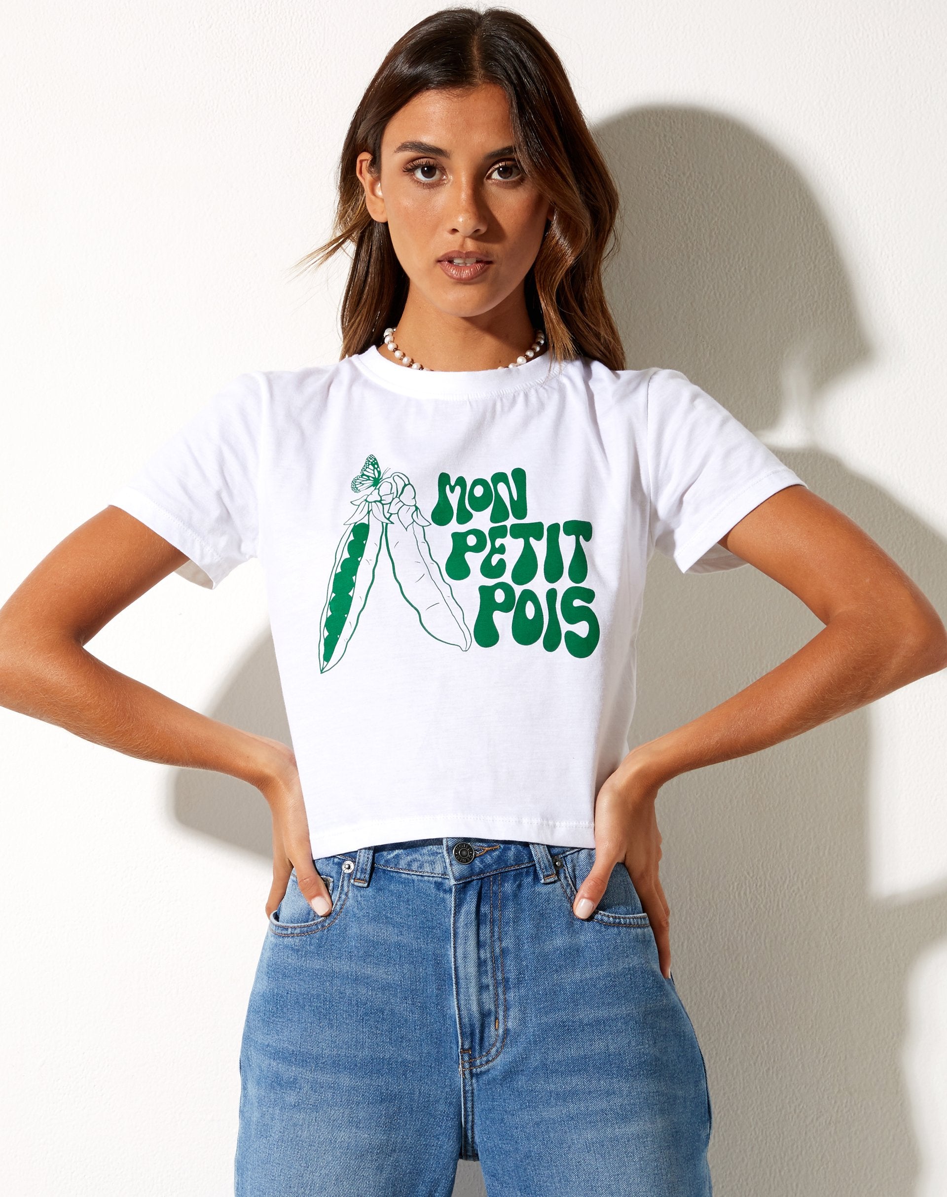Bild von Shrunk Tee in Weiß Mon Petit Pois