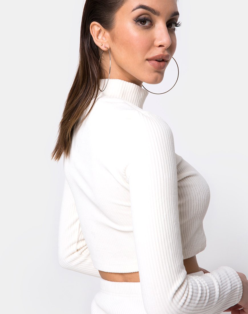 Shureen Crop Top aus Samtripp Weiß