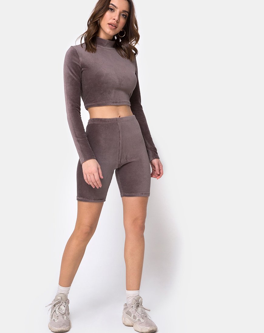Bild von Shureen Crop Top in Mocha Rib Velvet