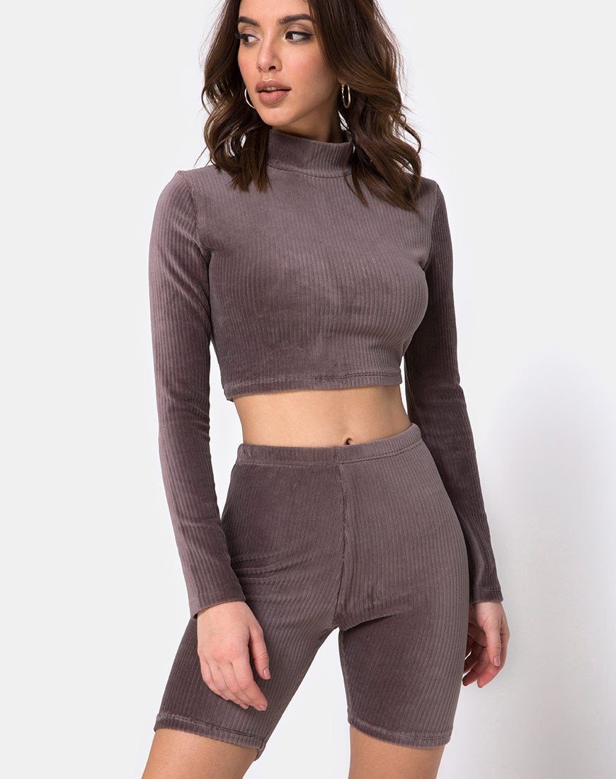 Bike Short aus Mokka-Rippensamt