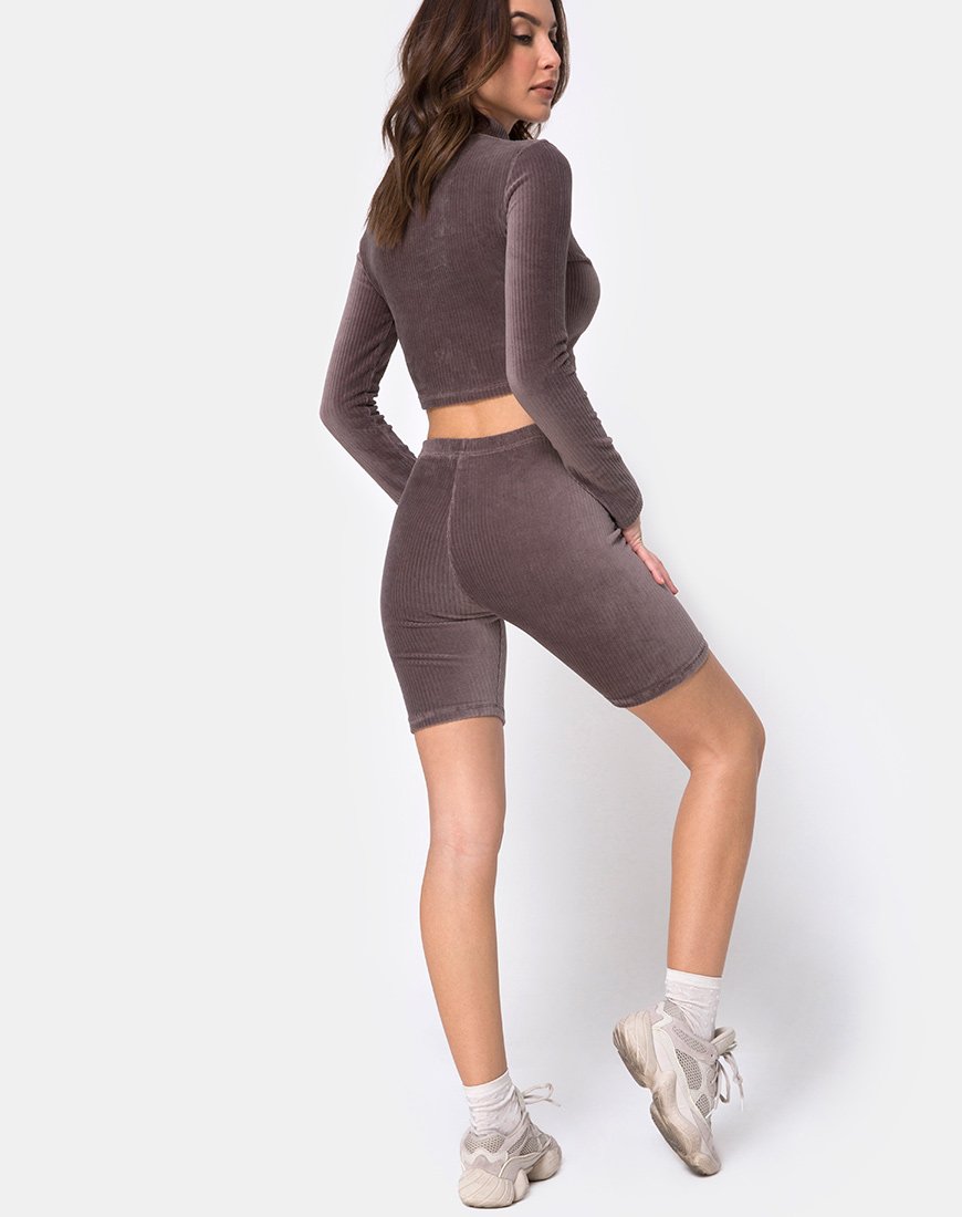 Bild von Shureen Crop Top in Mocha Rib Velvet