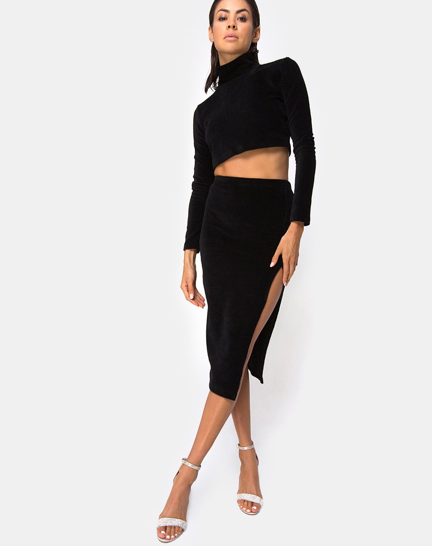 Bild von Shureen Crop Top in Rippe Schwarz