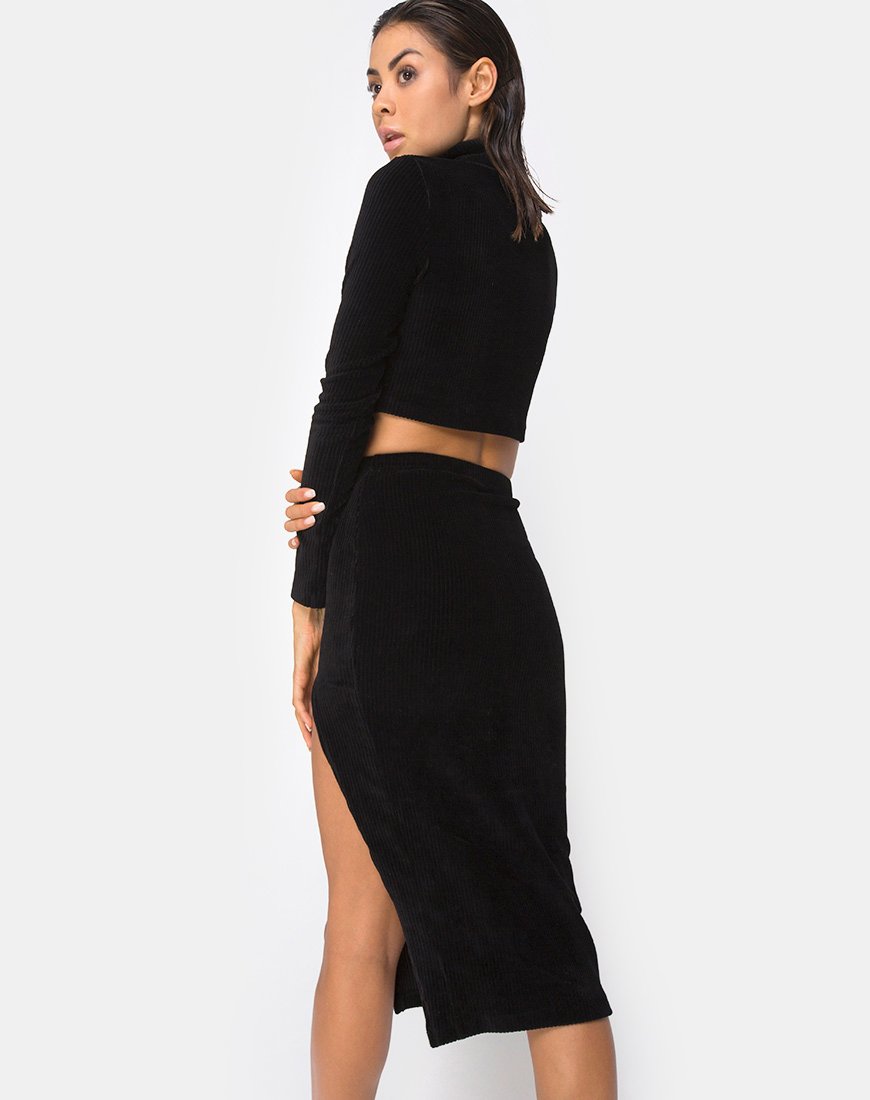Shureen Crop Top aus Rippe Schwarz
