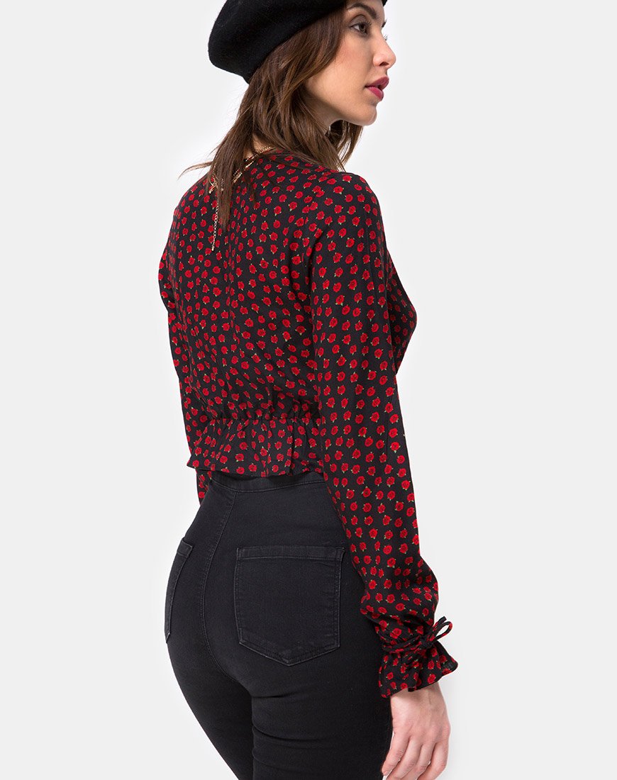 Sibel Top in Dotty Rose Schwarz