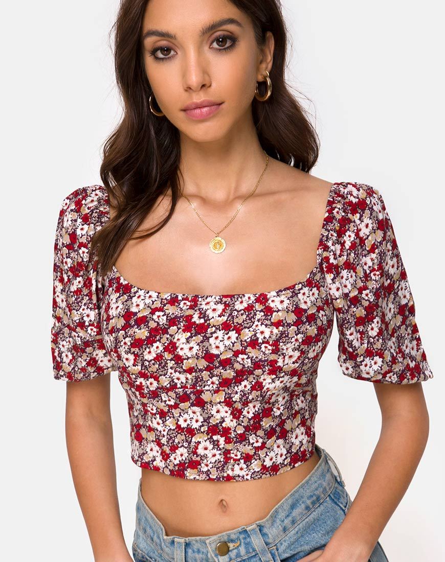 Bild von Silvia Top in Floral Charm Rot