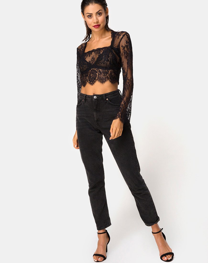 Bild von Sinhor Crop Top aus Spitze Schwarz