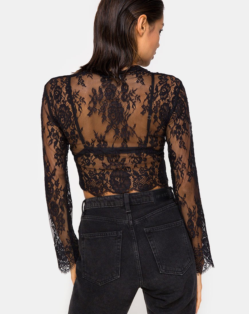 Bild von Sinhor Crop Top aus Spitze Schwarz