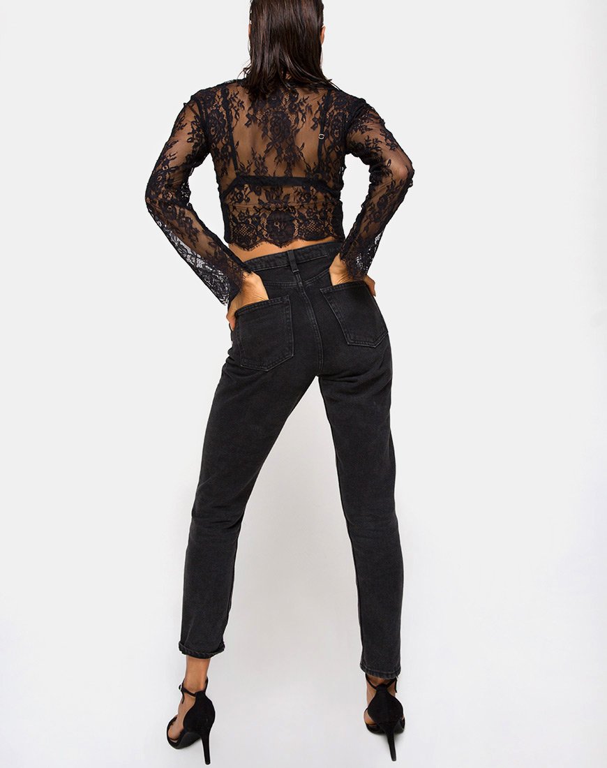 Bild von Sinhor Crop Top aus Spitze Schwarz