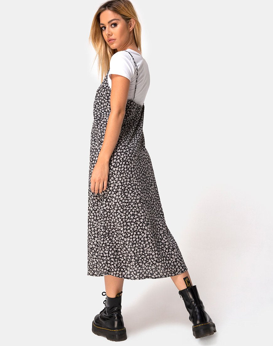 Image of Sini Slip Dress in Ditsy Rose Schwarz