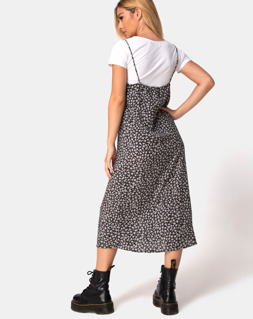 Image of Sini Slip Dress in Ditsy Rose Schwarz