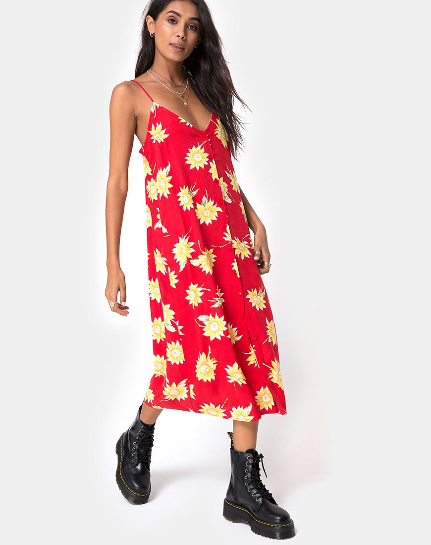 Sini Slip Midikleid in Sunny Days Rot