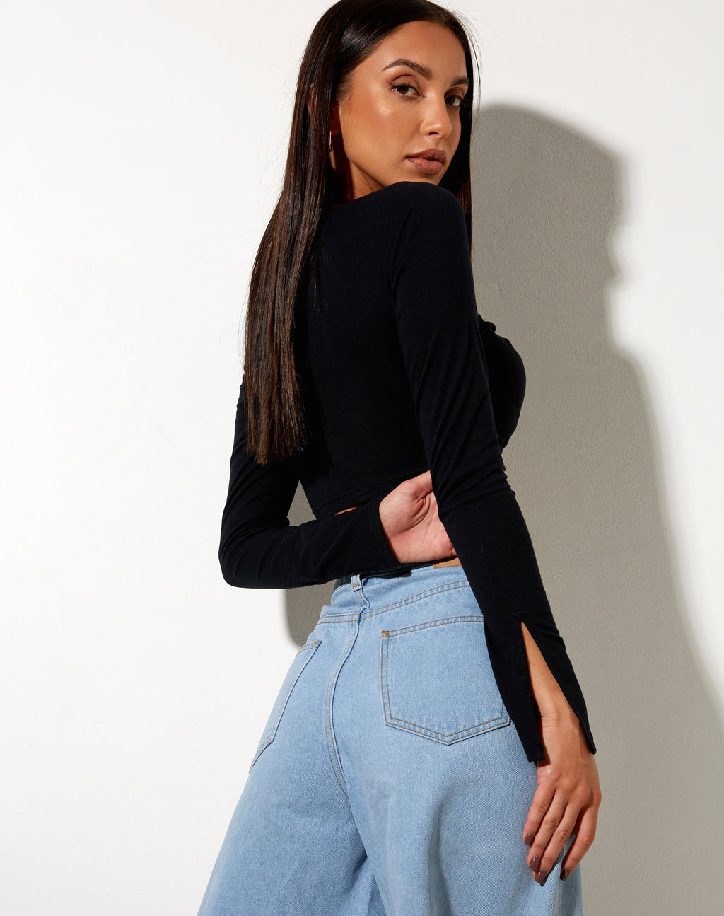 Sira Crop Top in Schwarz