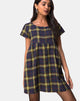 Bild von Skibbie Dress In Plain Braun Gelb Check