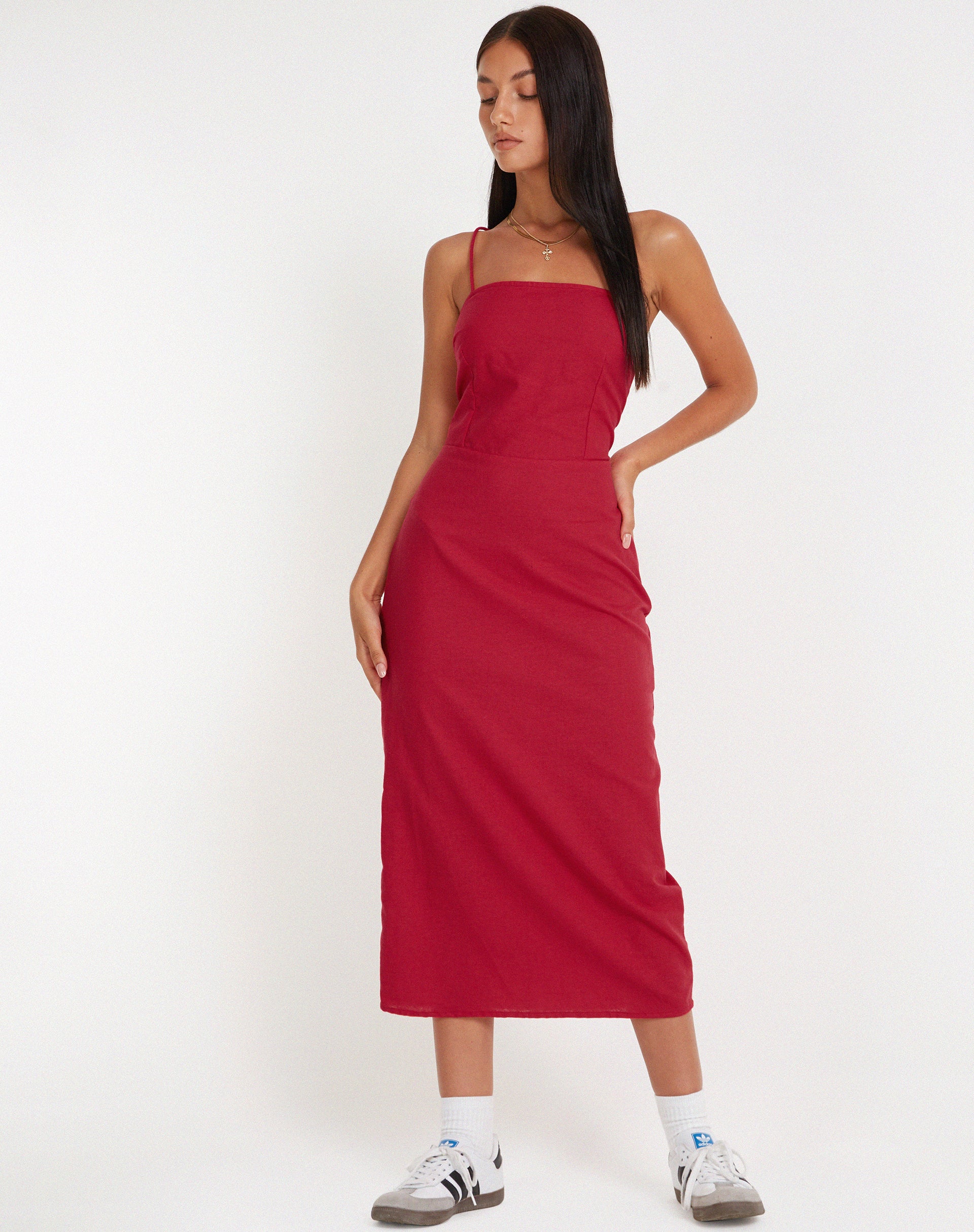 Bild von Sky Midikleid in Tangorot