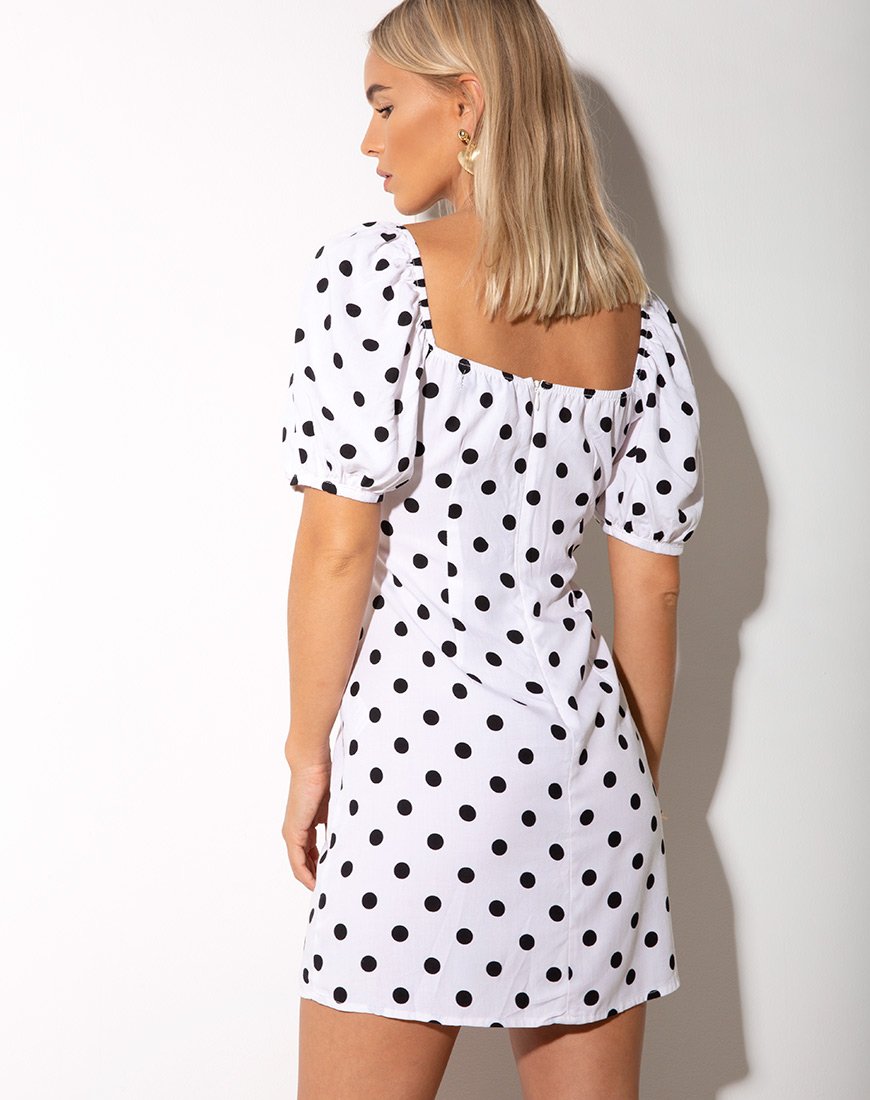 Image of Varie Minikleid in 80er Polka Weiß