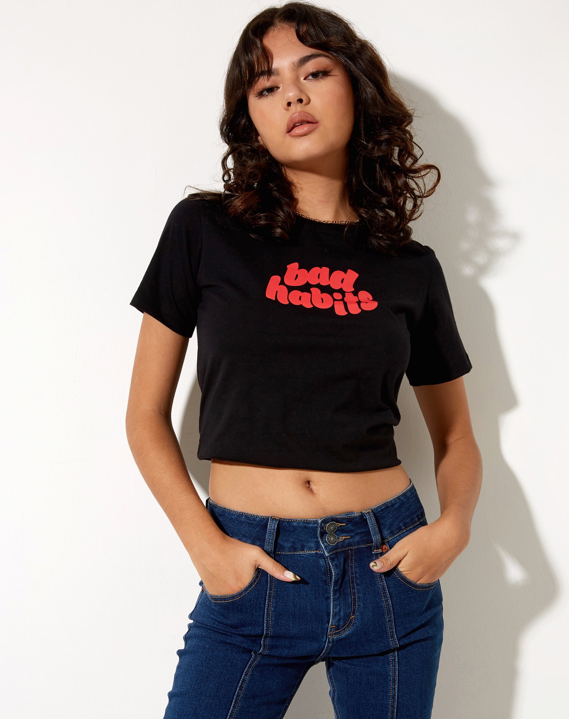 Bild von Shrunk Tee in Schwarz Bad Habits