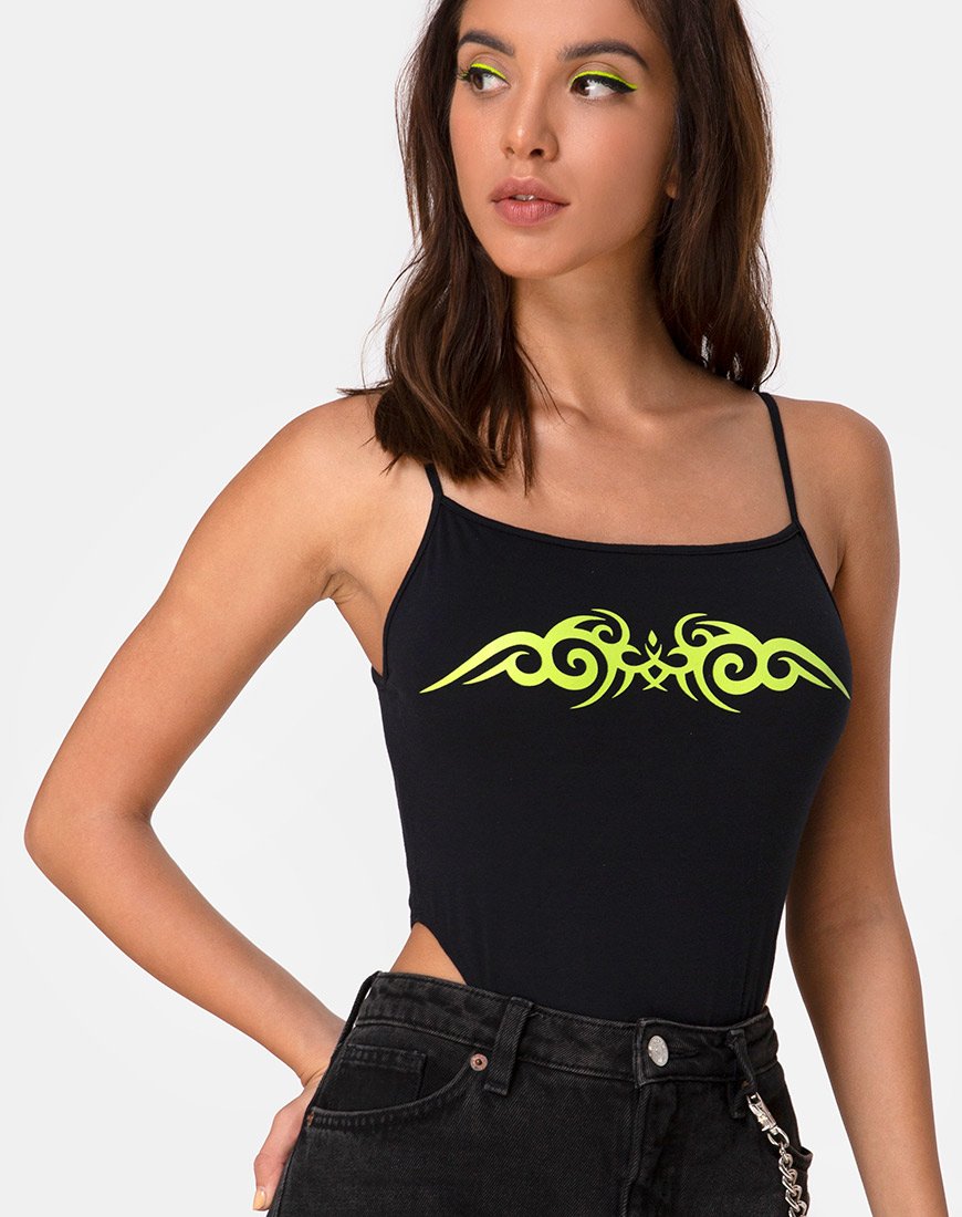 Solemo Mieder in Schwarz mit grünem Tribal