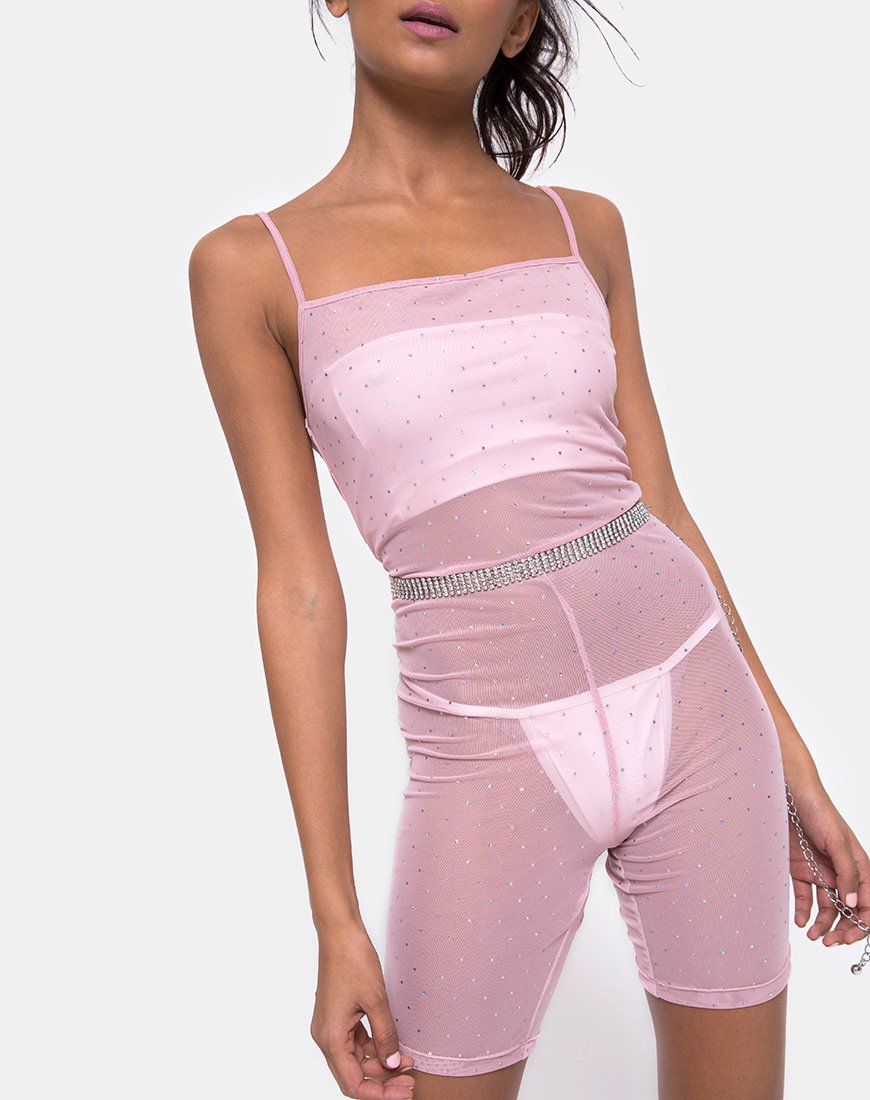Bild von Solina Unitard aus Kristallnetz Rose