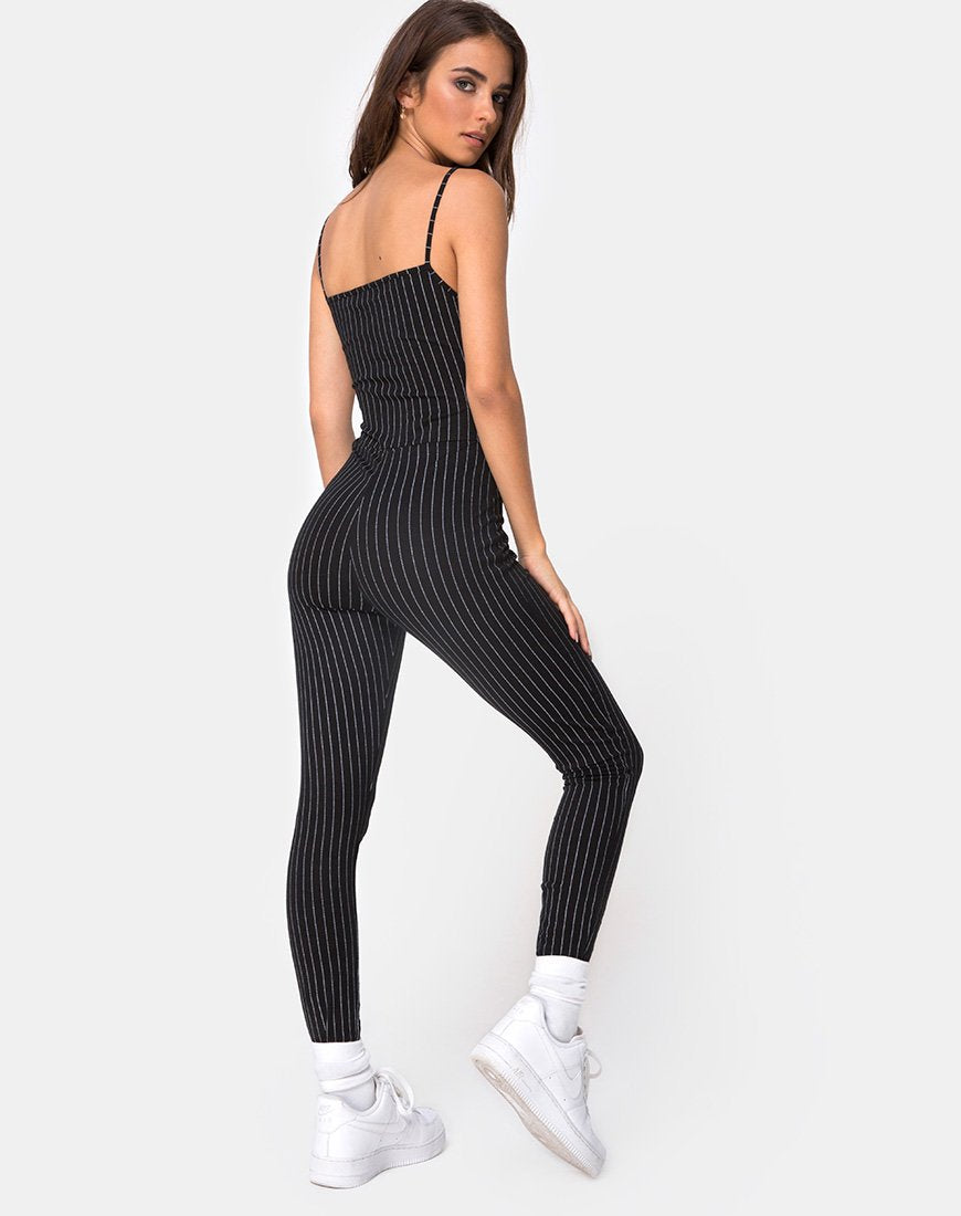 Solita Unitard in Nadelstreifen Schwarz