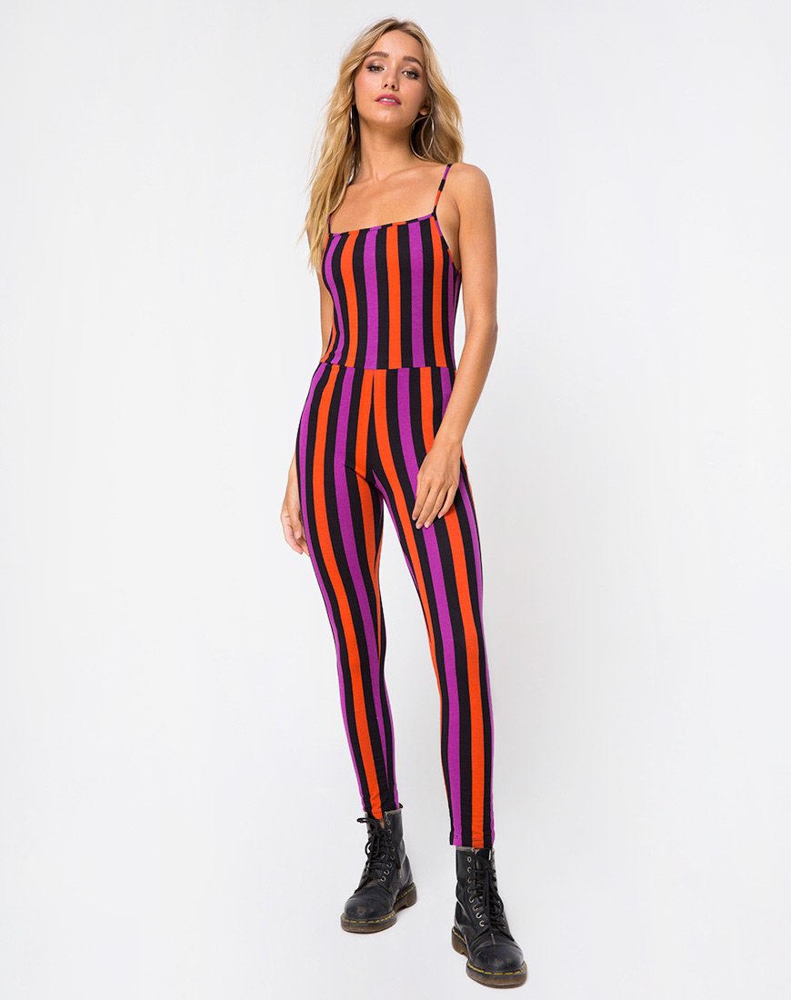 Bild von Solita Unitard in Violett und Orange gestreift