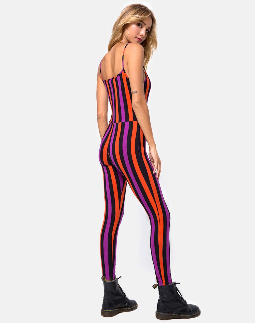 Bild von Solita Unitard in Violett und Orange gestreift