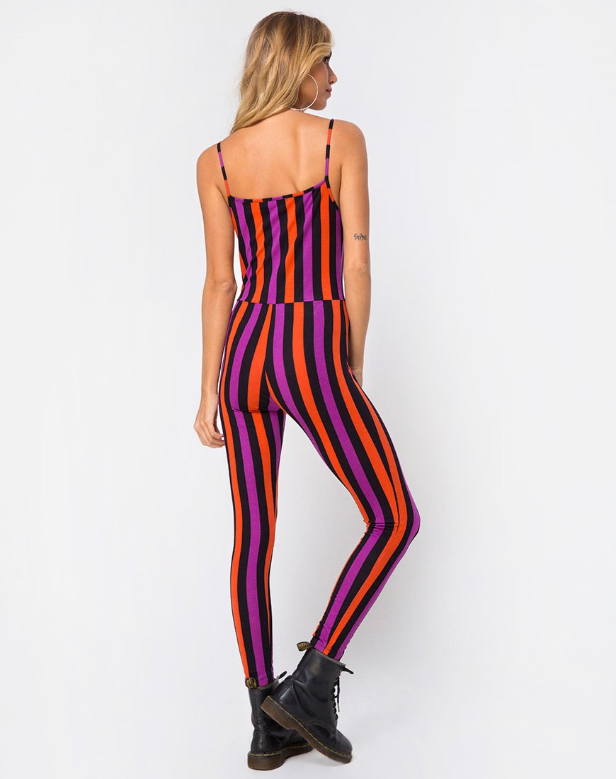 Bild von Solita Unitard in Violett und Orange gestreift