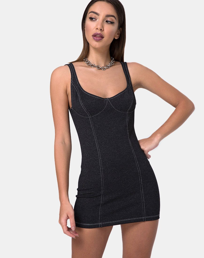 Spara Kleid aus Denim Schwarz