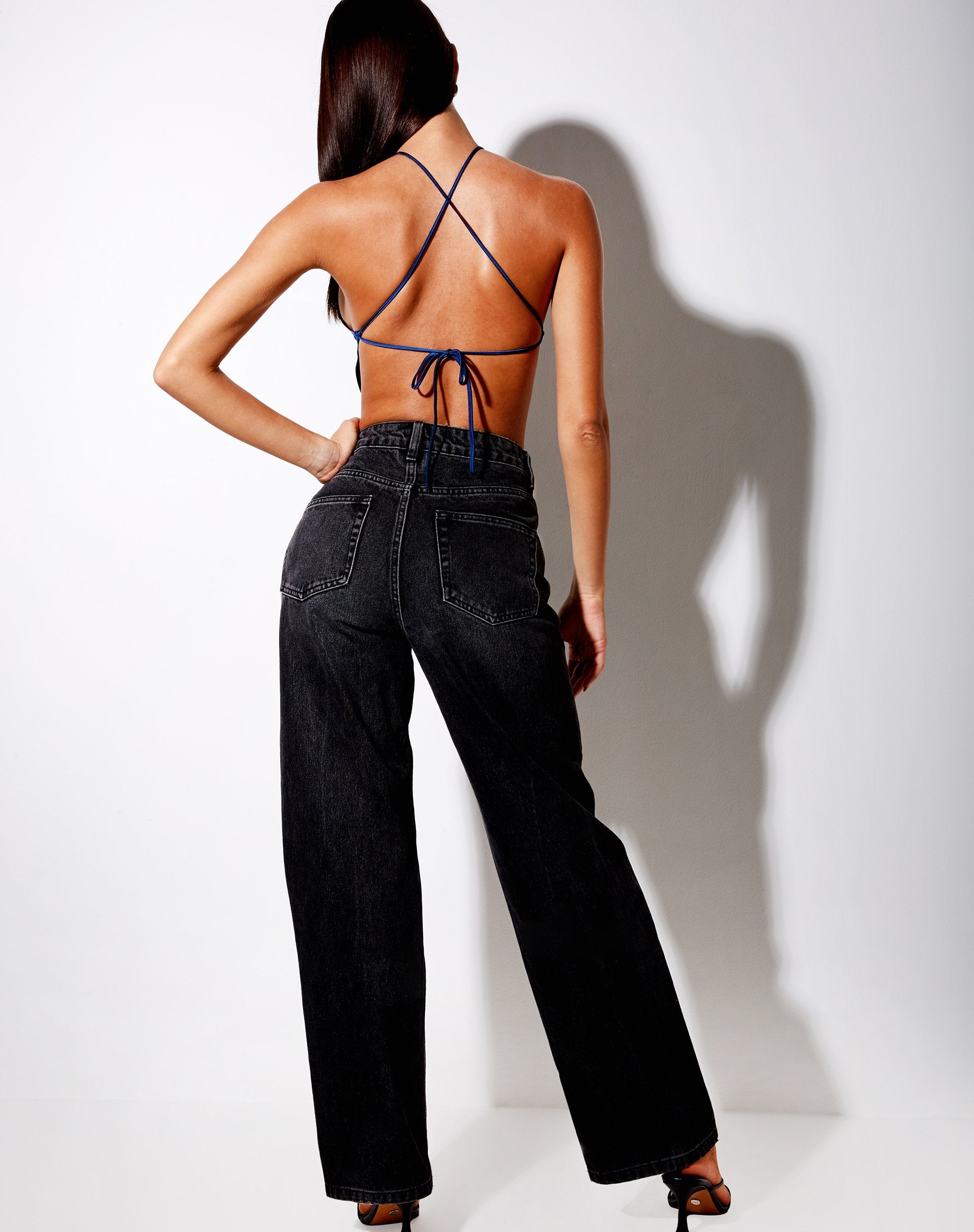 Spence Top aus Satin Mitternachtsblau