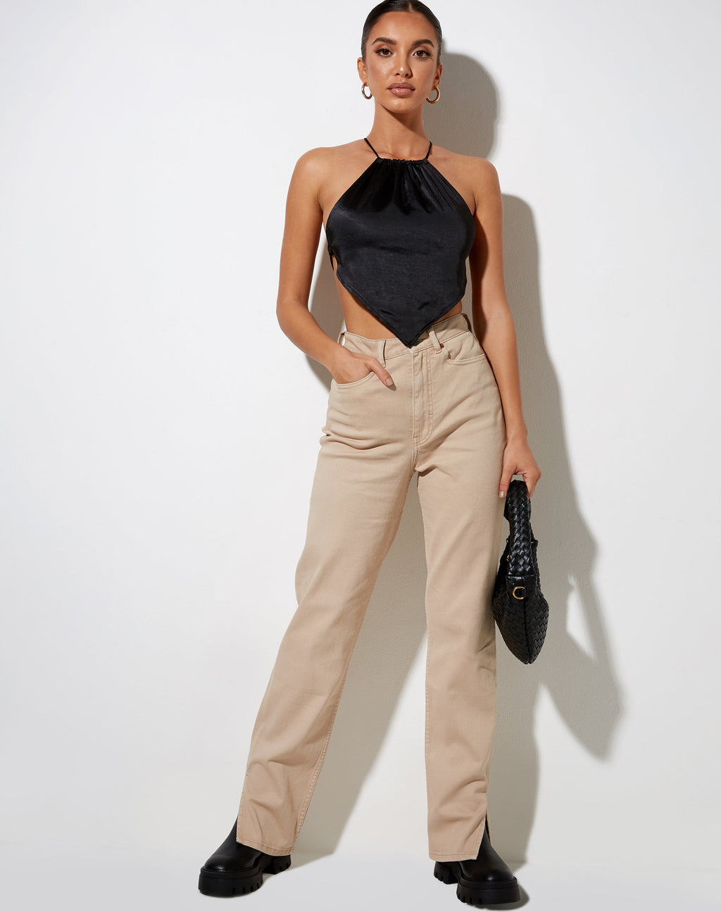 Spence Top in Schwarz Satin